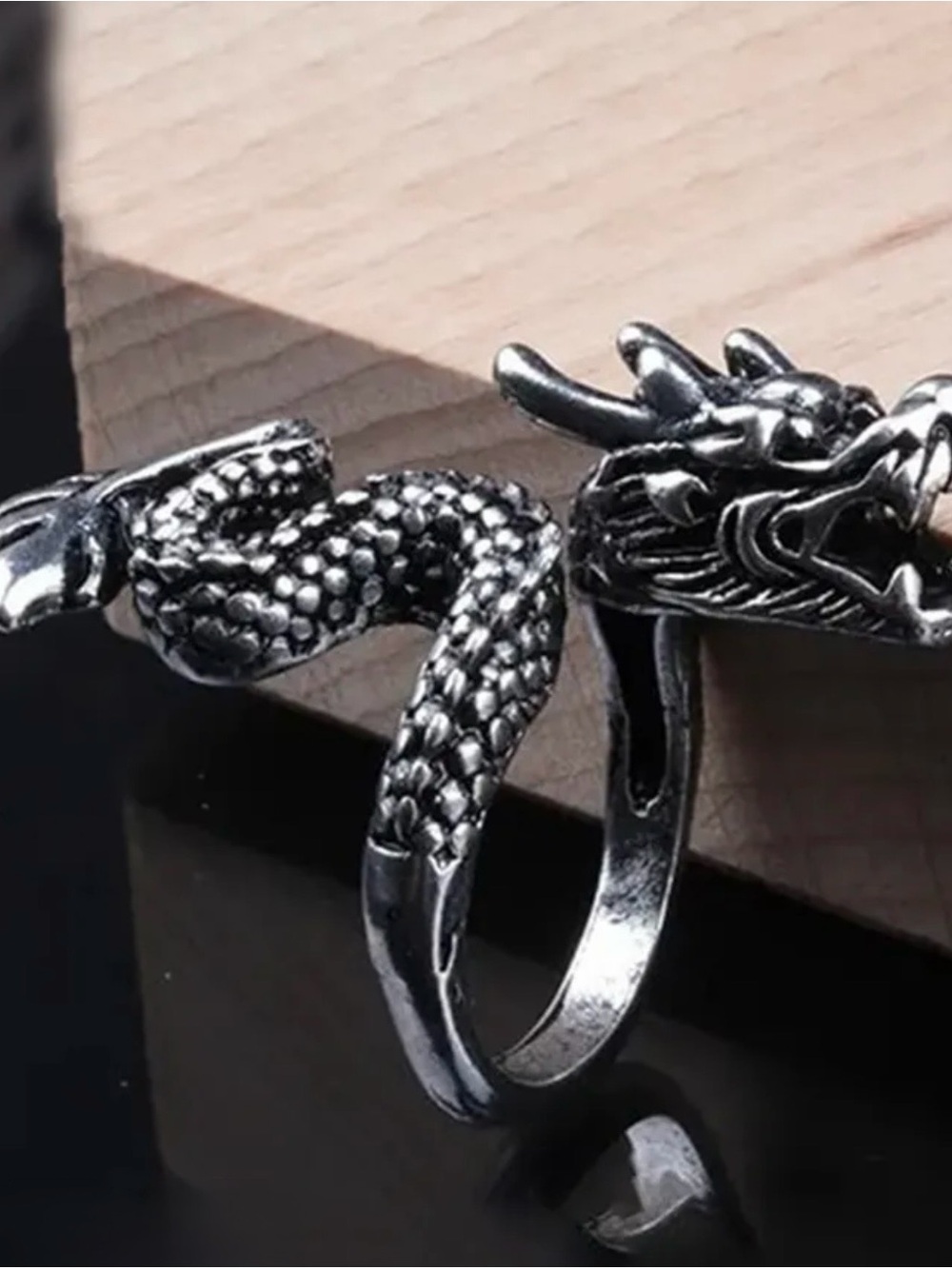 Stainless Steel Vintage Adjustable Dragon Body Ring